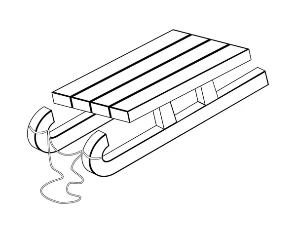 Szán, fa szánkó sziluett, szerkezeti vektor szimbólum ikon desig — Stock Vector