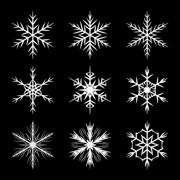 Copo de nieve conjunto vector silueta símbolo icono diseño . — Archivo Imágenes Vectoriales