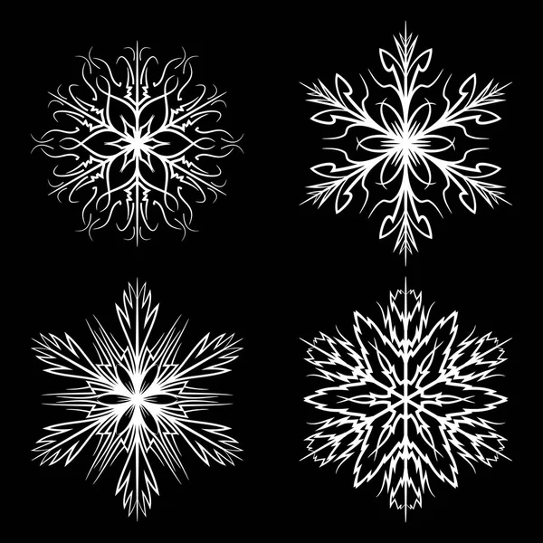 Snowflake set desain ikon simbol vektor siluet . - Stok Vektor