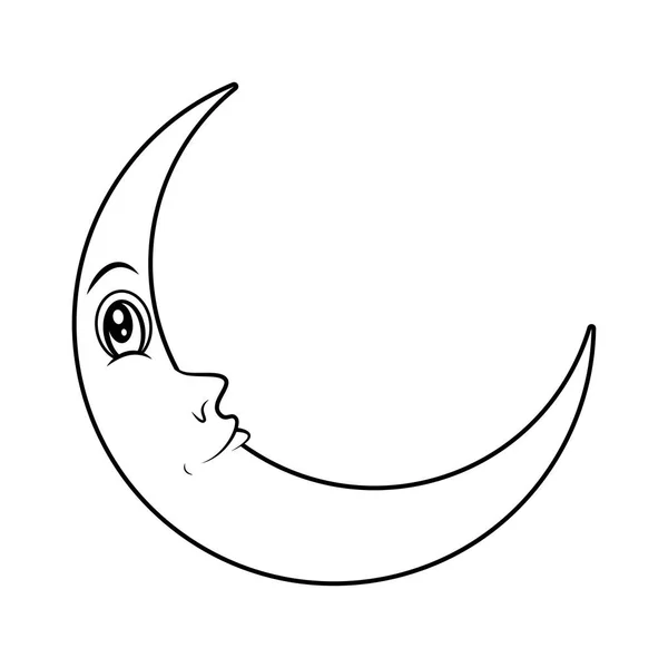 Caricatura creciente luna con ojos silueta vector símbolo icono de — Vector de stock