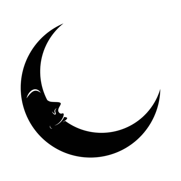 Caricatura creciente luna con ojos silueta vector símbolo icono de — Vector de stock