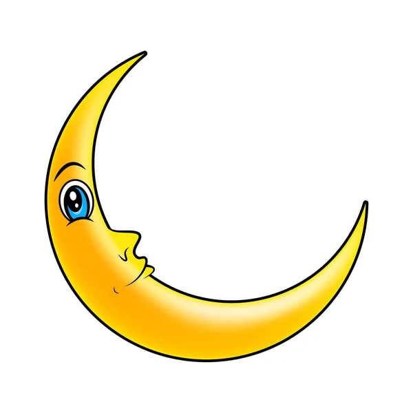 Dibujos animados luna creciente con ojos vector símbolo icono de diseño . — Vector de stock