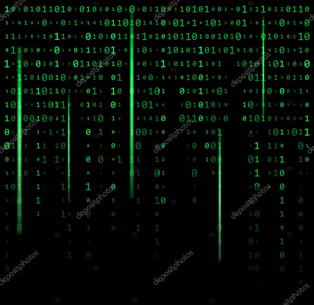Vector of binary code zero one matrix green background beautiful banner wa Binary code zero one matrix green background beautiful banner wallpaper design illustration stock vector