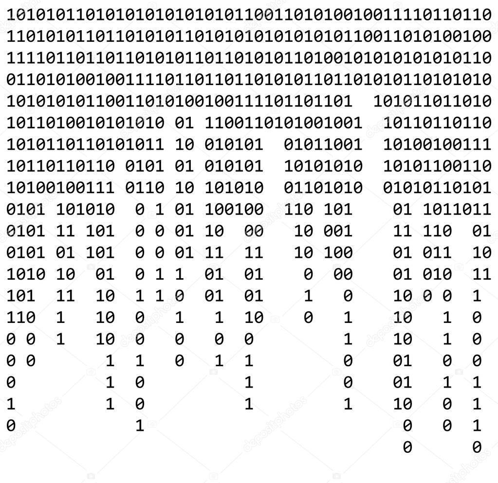 Vector of binary code zero one matrix white background beautiful banner wa Binary code zero one matrix white background beautiful banner wallpaper design illustration stock vector