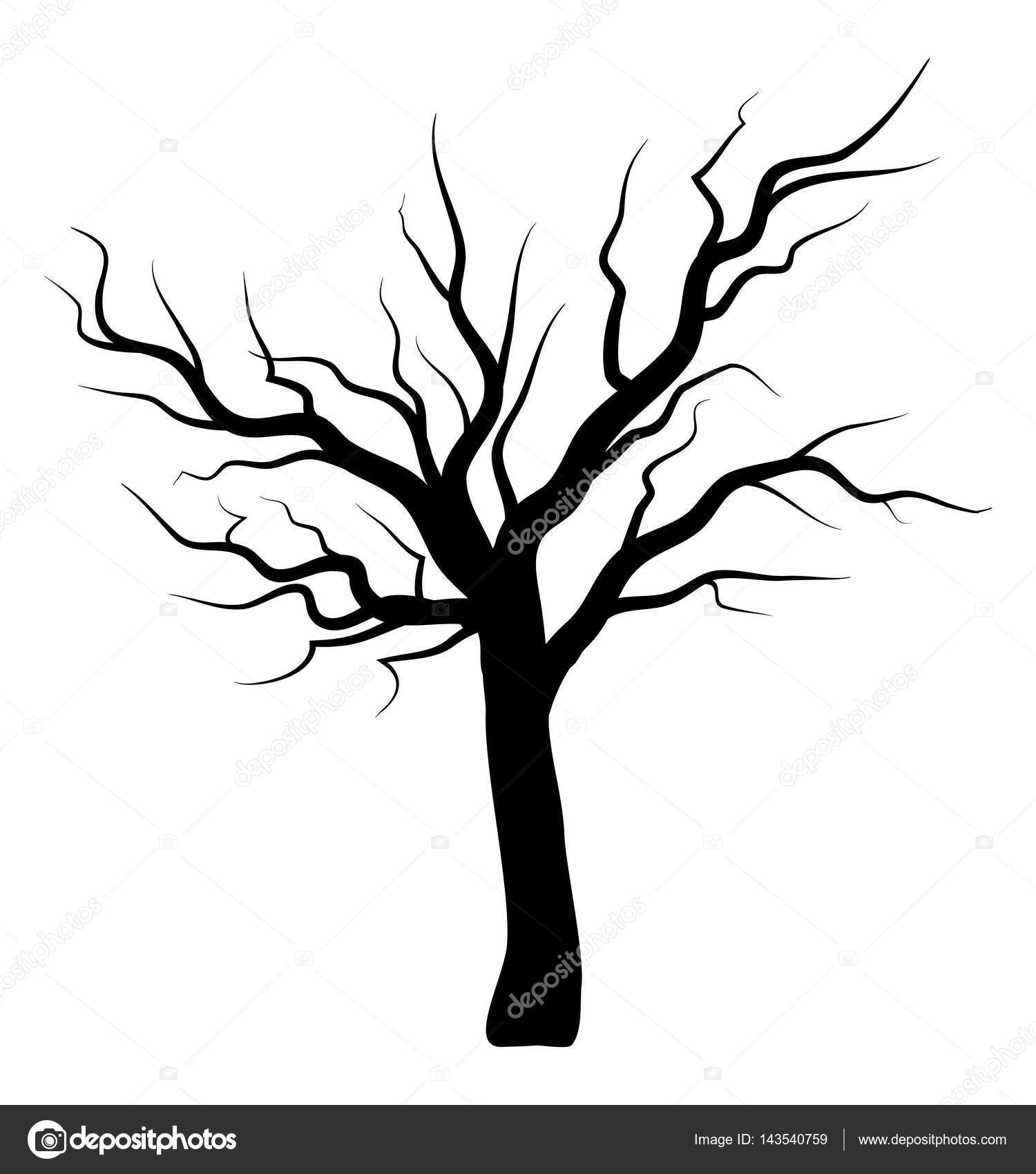 Albero nudo sagoma simbolo icona vettoriale Bella illustrazione isolato su sfondo bianco — Vettoriali di newelle