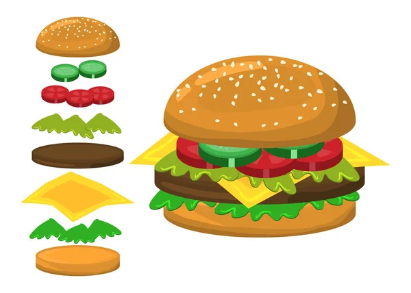 Hamburger delen vector symbool pictogram ontwerp. — Stockvector