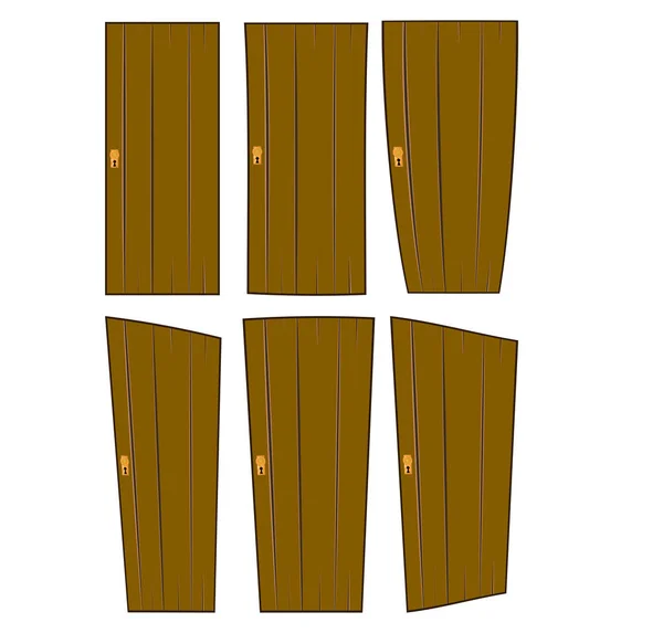 Holz Tür Set Vektor Symbol Symbol Design. — Stockvektor