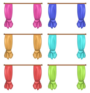 çizgi film perdeleri set vektör simgesi simgesi tasarım. 