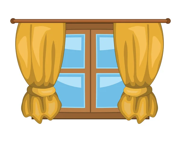 Cartoon venster met gordijnen vector symbool pictogram ontwerp. — Stockvector