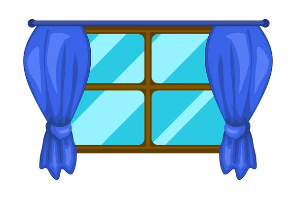 Cartoon-Fenster mit Vorhängen Vektor-Symbol-Design. — Stockvektor