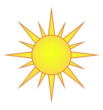 Güneş vektör simgesi simgesi tasarım. Güzel illüstrasyon izole o