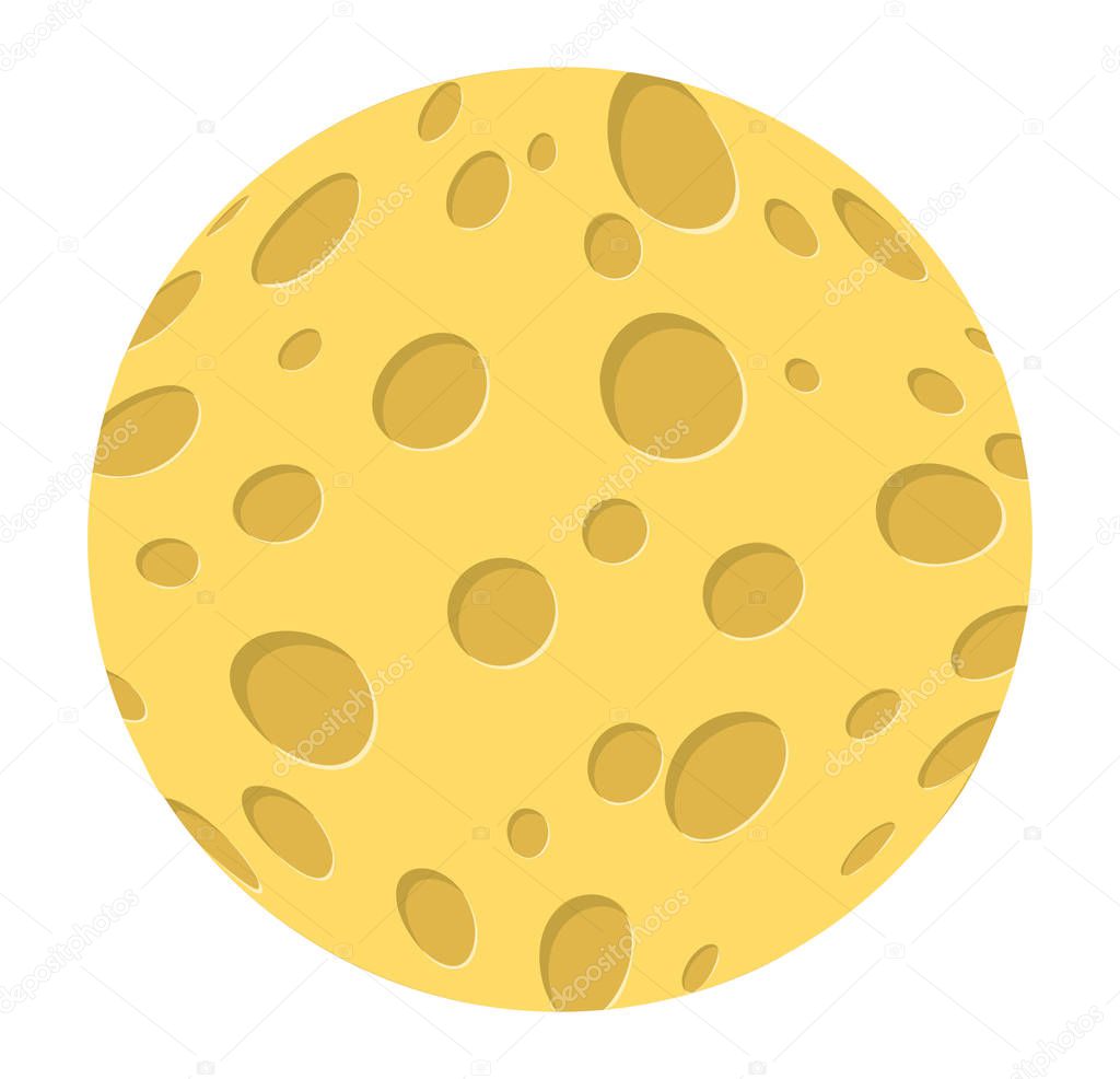 Cartoon cheese moon vector symbol icon design. Beautiful illustration isolated on white backgroun