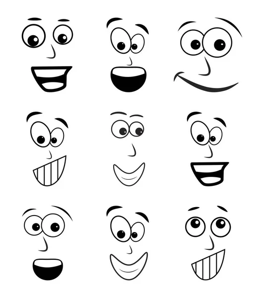 Desenho animado rosto conjunto vetor símbolo ícone design . — Vetor de Stock