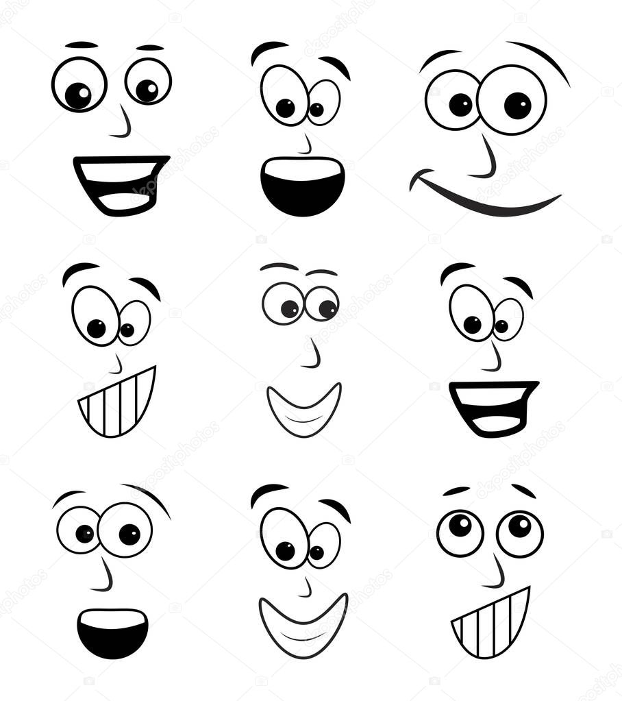 cartoon face set vector symbol icon design. 