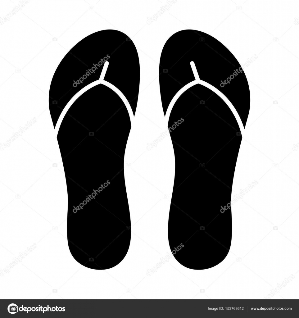 Flip flops, slippers silhouette vector symbol icon design Hausschuhe Vektor Symbol. Schwarz Und Weiß Lizenzfrei