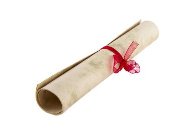 Beyaz arka plan resmi için izole şerit yay ile kağıt kaydırma.