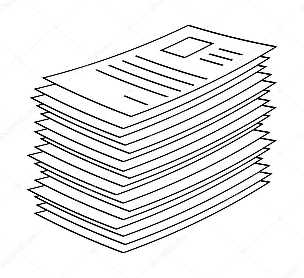 Heap, stack of paper document file web icon vector symbol icon design.  Beautiful illustration isolated on white backgroun