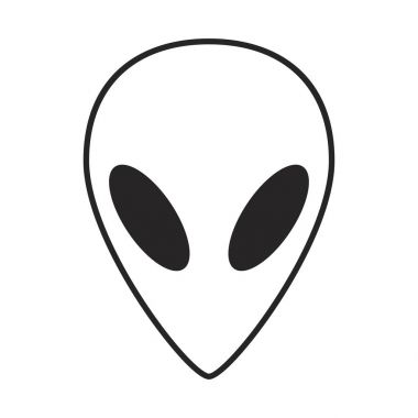 Uzaylı, ufo yüz anahat vektör simgesi simgesi tasarım. 