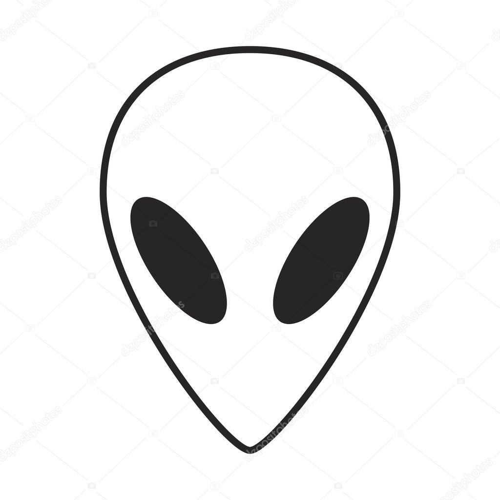 Alien, ufo  face outline vector symbol icon design. 