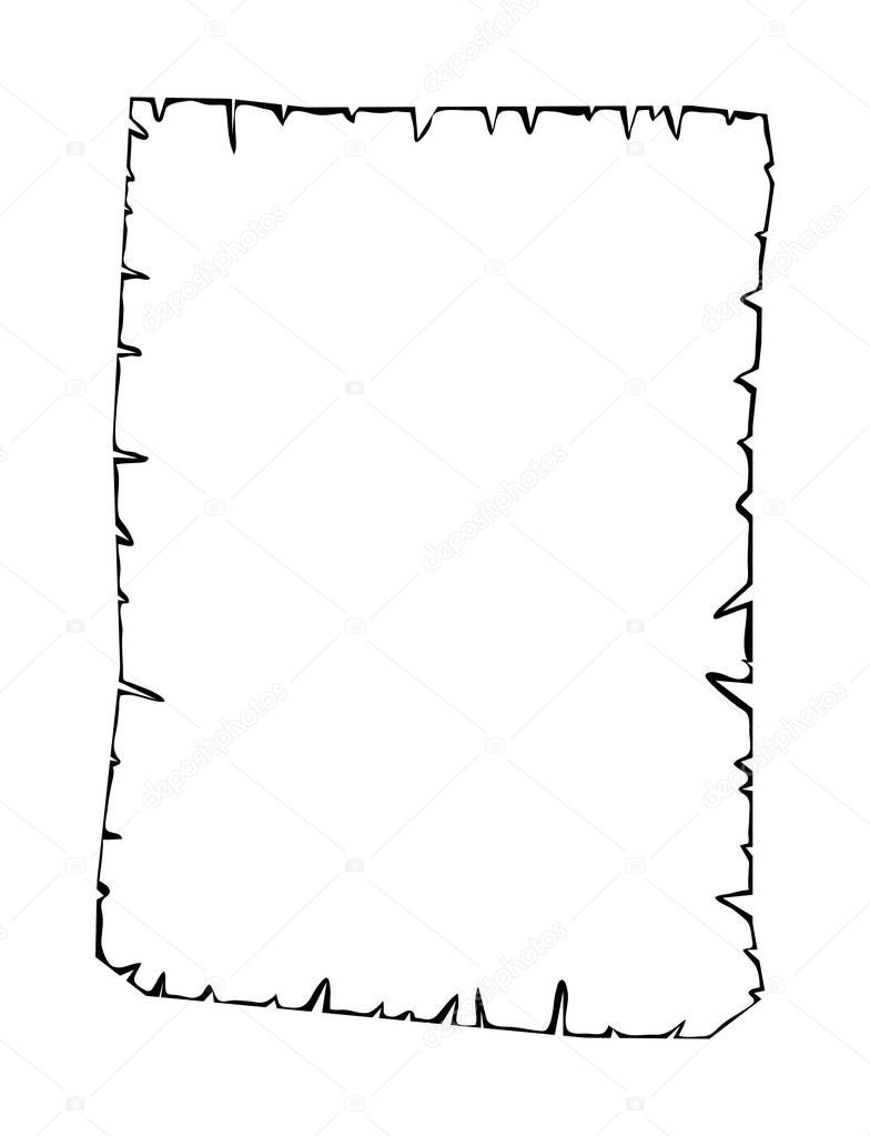 Burned old paper, parchment outline silhouette vector symbol icon design. Beautiful illustration isolated on white backgroun