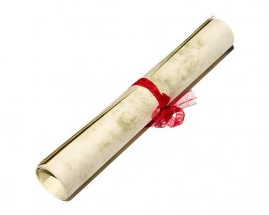 Beyaz arka plan resmi için izole kağıt kaydırma. Güzel bizdeki