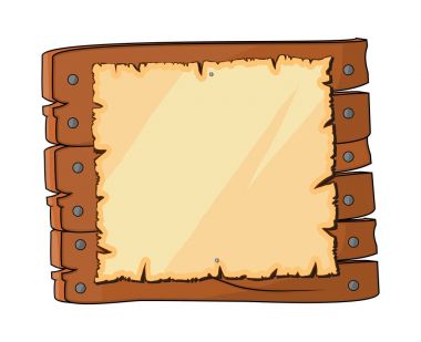 Kağıt vektör simgesi simgesi tasarım ahşap plaket işaretiyle. Güzel
