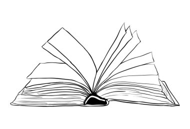 Açık kitap anahat vektör simgesi simgesi tasarım. Güzel illustrat