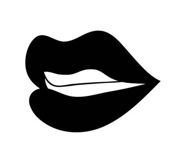 dudakları diş çizgi film ile sembol simge tasarım vektör. Güzel hasta