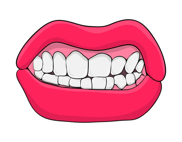 Lips with teeth cartoon vector symbol icon design. Beautiful ill — Stock Vector