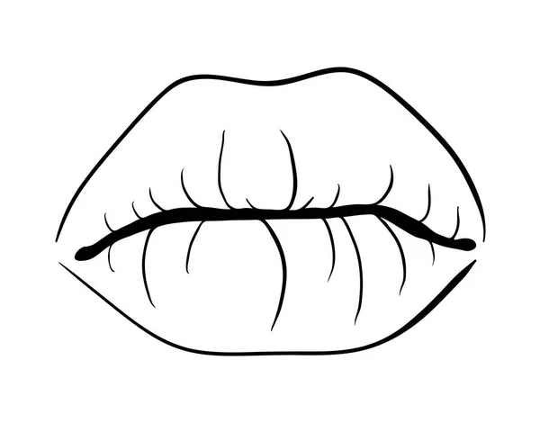 Lips close outline kartun vector simbol desain ikon. Beautif - Stok Vektor