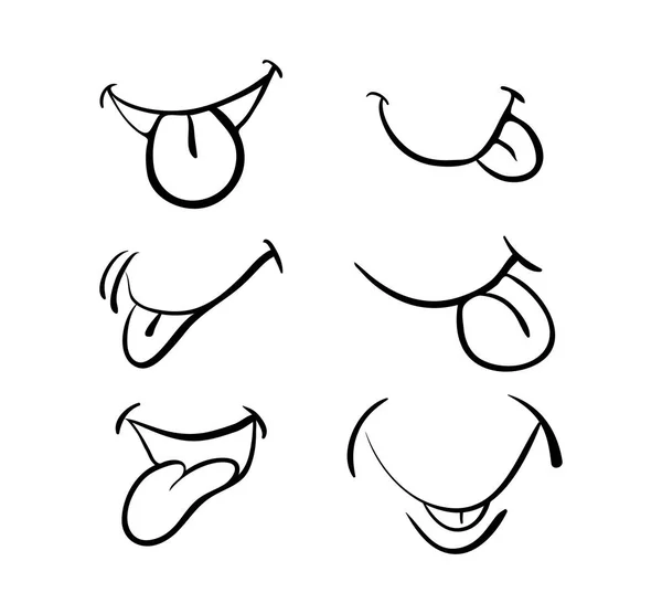 Boca de dibujos animados con lengua conjunto vector icono de diseño. Beautif. — Archivo Imágenes Vectoriales