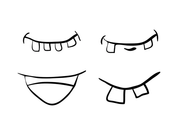 Cartoon mun med tänder set vektor symbol ikon design. Vacker — Stock vektor