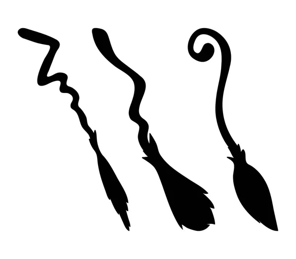 Відьма мітла силует мультфільм Векторний дизайн значка символу. косметика — стоковий вектор