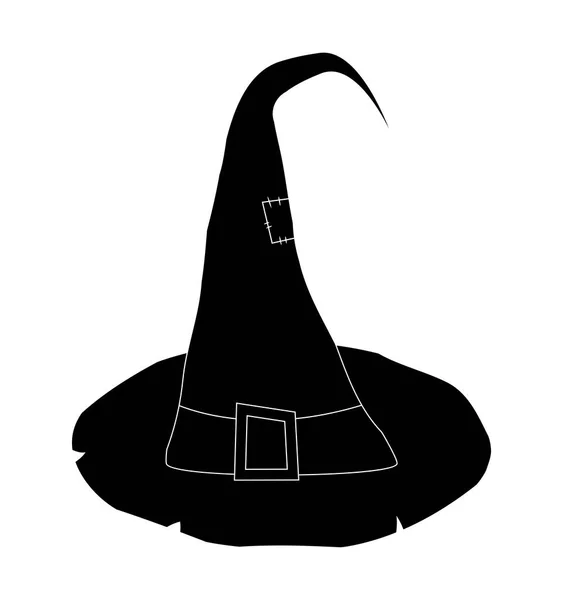 Čarodějnice klobouk kreslený silueta vektor symbol ikonu design. Krásné puzzle — Stockový vektor