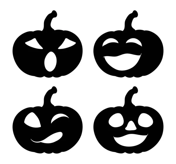 Calabaza sonrisa silueta conjunto vector símbolo icono de diseño. Beautifu. — Archivo Imágenes Vectoriales