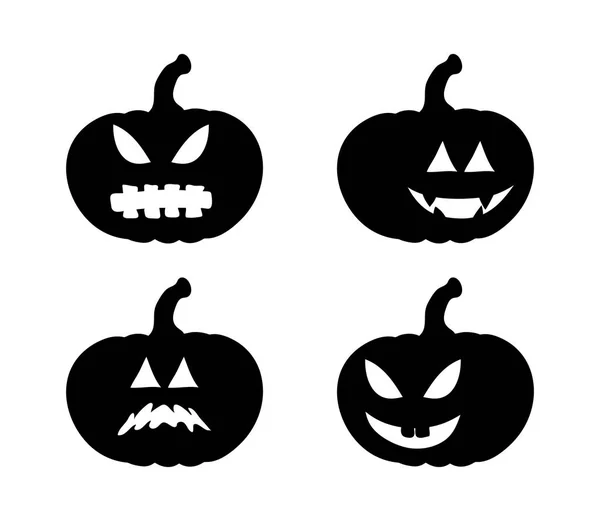 Citrouille sourire silhouette ensemble vectoriel symbole icône design. Beautifu — Image vectorielle