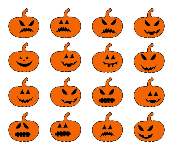 Calabaza sonrisa silueta conjunto vector símbolo icono de diseño. Beautifu. — Archivo Imágenes Vectoriales