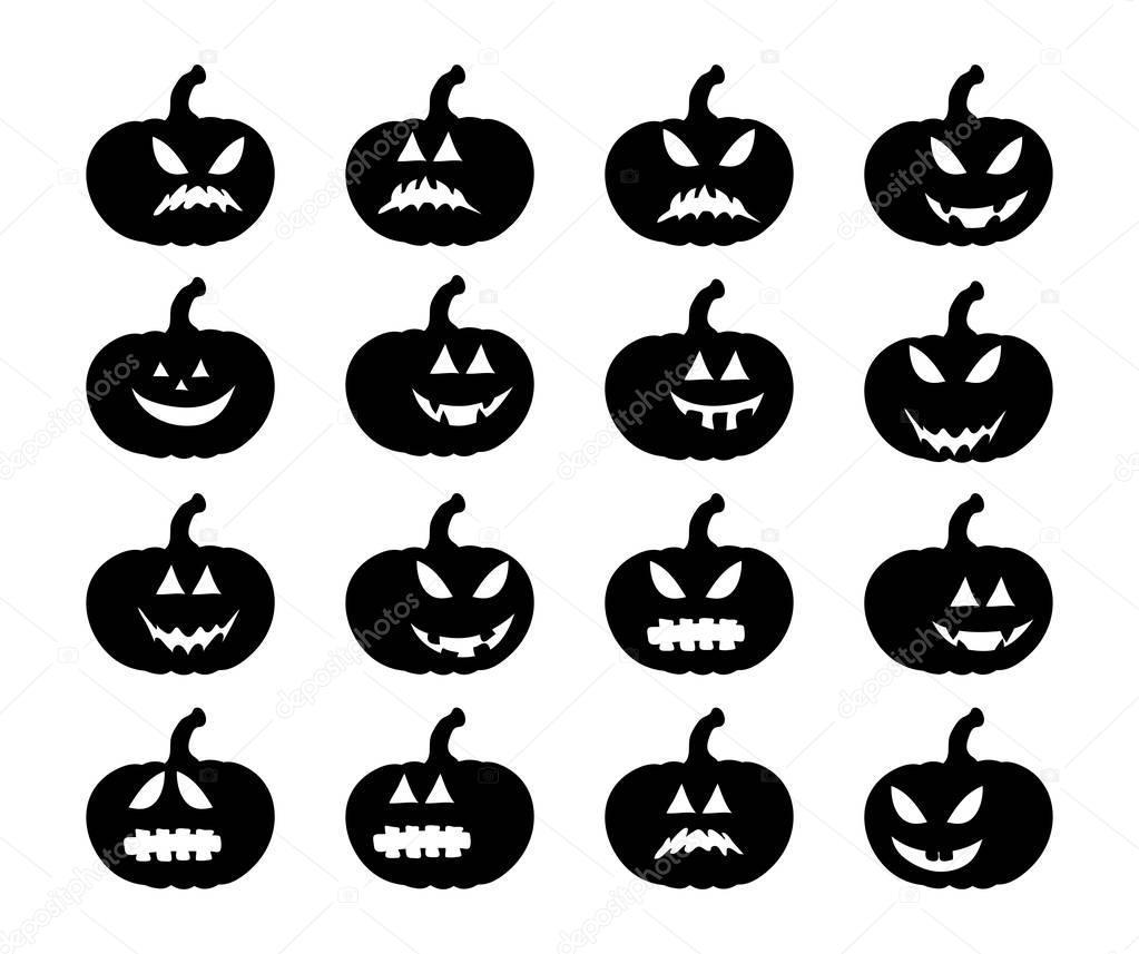 Download Pumpkin smile silhouette set vector symbol icon design ...