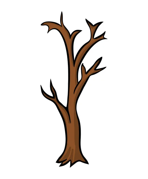 Diseño vectorial de dibujos animados de árbol desnudo aislado sobre fondo blanco — Vector de stock