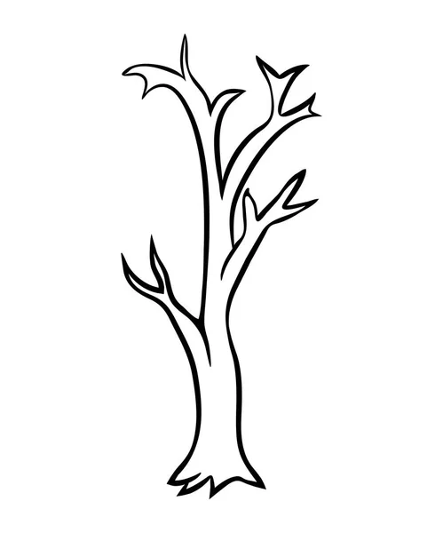 Bare tree cartoon outline vector design isolated on white backgr — Stock Vector