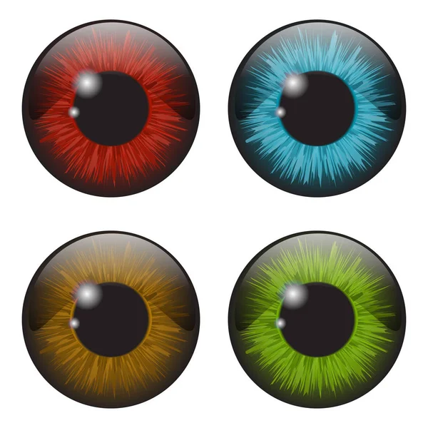 虹膜眼睛现实矢量集设计白色背景上孤立 — 图库矢量图片