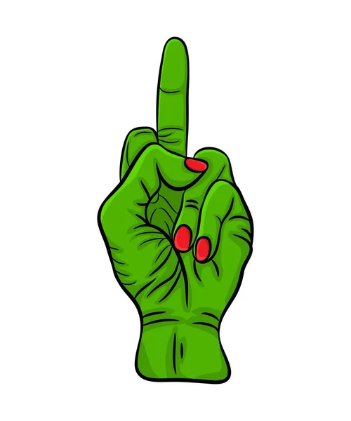 Parmak yeşil zombi el vektör tasarım Whit üzerinde izole canı cehenneme — Stok Vektör