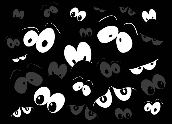 Halloween assustador assustador olhos vetor design isolado no preto ba —  Vetores de Stock