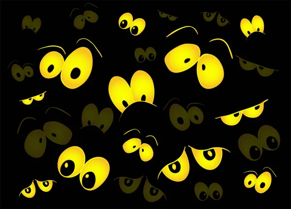 Halloween effrayant effrayant yeux vecteur design isolé sur noir ba — Image vectorielle