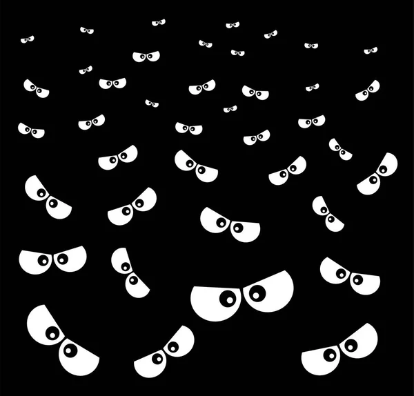 Halloween espeluznante miedo ojos vector diseño aislado en ba negro — Vector de stock