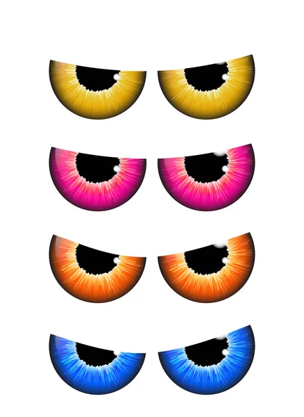 Ojos espeluznantes conjunto diseño vectorial aislado sobre fondo blanco — Vector de stock