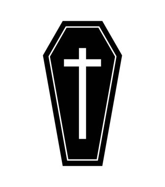 Cadılar Bayramı simgesi beyaz arka plan üzerinde izole tabut