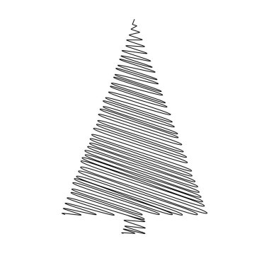 Beyaz arka plan üzerinde izole Noel ağacı karalama vektör
