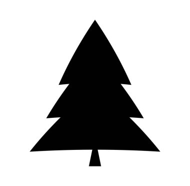 Beyaz arkaplanda izole edilmiş noel ağacı silueti