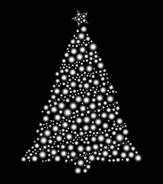 Árbol de navidad vector punteado aislado sobre fondo negro — Archivo Imágenes Vectoriales